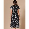 INSPIRE CHIC Women's Summer V Neck Cap Sleeve Smocked Brush Strokes Print Long Dress - 3 of 4