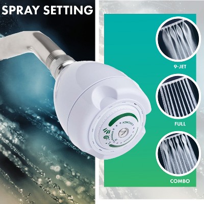White Multi-Function Wall Mounted Shower Head with 3 Spray Settings