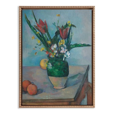 Gold Beaded Frame Vintage Tulip Vase Canvas Print 18"x24"