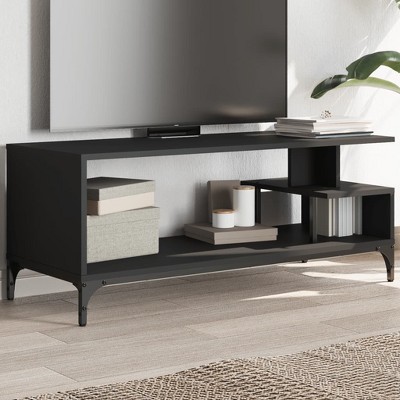 vidaXL TV Stand Black 40.2 in.x15.7 in.x16.1 in. Engineered Wood and Powder-coated Steel