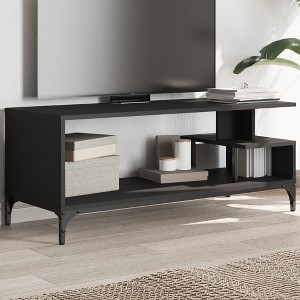 vidaXL TV Stand Black 40.2 in.x15.7 in.x16.1 in. Engineered Wood and Powder-coated Steel - 1 of 4