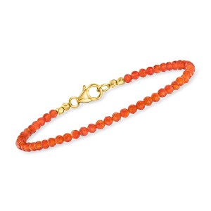 Ross-Simons 3-3.5mm Orange Carnelian Bead Bracelet in 18kt Gold Over Sterling Size 8 - 1 of 3