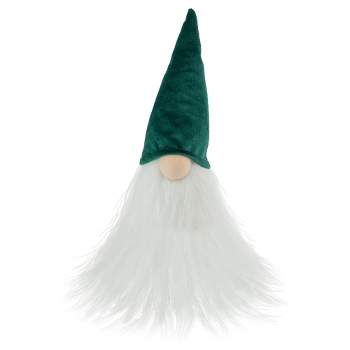 Northlight 8" Dark Green and White Gnome Tabletop Christmas Decoration