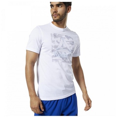 Reebok Mens Be More Human Graphic T-Shirt, White, Large