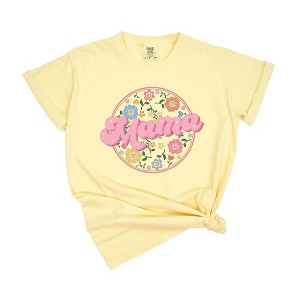 Simply Sage Market Women's Mama Flowers Circle Short Sleeve Garment Dyed Tee - 1 of 3