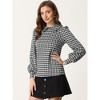 Allegra K Women's Peter Pan Collar Fashion Puff Long Sleeve Houndstooth Plaid Blouse - 3 of 4
