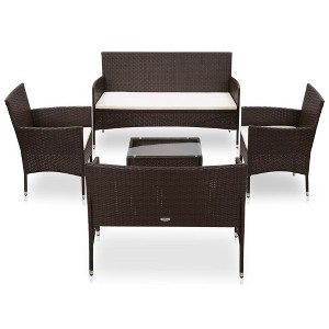 VidaXL 2 Piece Patio Lounge Set with Cushions Poly Rattan Gray - 1 of 4