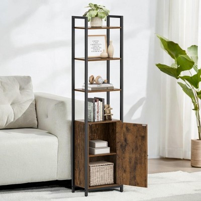 Tall Bookcase with Door, Steel Frame Bookshelf, Adjustable Shelves Display Optimize Your Living Room & Bedroom Storage with the Tall Bookshelf