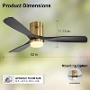 GDFStudio Wessor 52" Flush Mount 3 Solid Wood Blades Ceiling Fan with 3CCT LED Light - 3 of 4