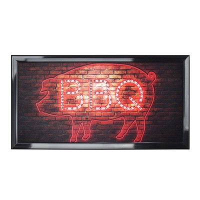 BBQ Pig Framed LED Sign Black - Crystal Art Gallery