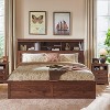 SinCiDo Farmhouse King Sized Wooden Bed Frame, with Charging Station and Led Lights, 52" High Headboard and 4 Large Drawers, Noise Free - 2 of 4
