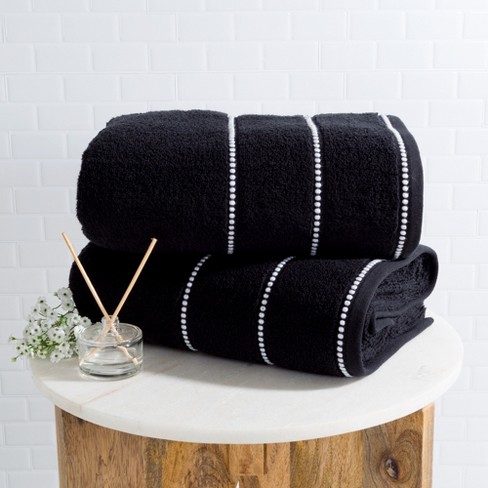 Hastings Home Luxury Cotton Bath Sheet Set Black white 2 Pieces Target