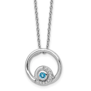 Black Bow Jewelry Blue Topaz & .05 Ctw Diamond Circle Sterling Silver Necklace, 18-20 In - 1 of 4