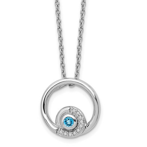 Black Bow Jewelry Blue Topaz & .05 Ctw Diamond Circle Sterling Silver Necklace, 18-20 In - image 1 of 4