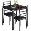3-Piece Dining Set for 2 - Square Wood Table w/Upholstered Chairs, Space-Saving for Apartment/Home Office - 4 of 4