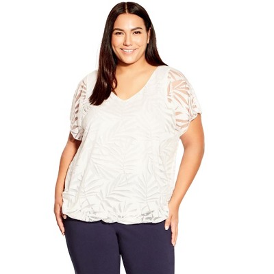 Avenue Women's Plus Size Elora Burnout Top