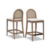 TIRAMISUBEST Set of 2 Panama Counter Stools - 26.5" Curved Back Cane Rattan Bar Stools w/Ivory Boucl¨¦ Seats - 3 of 4