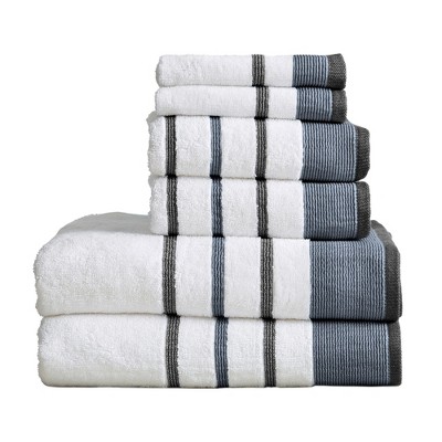 Small Bath Towels 38x24 Light Gray Striped Tea 
