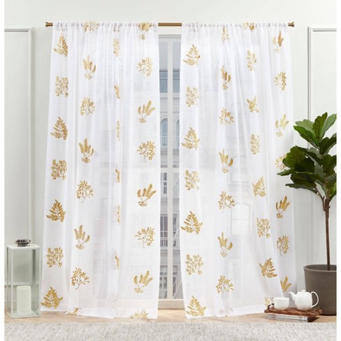 Set Of 2 (84x54) New York Mabel Sheer Rod Pocket Curtain Panels