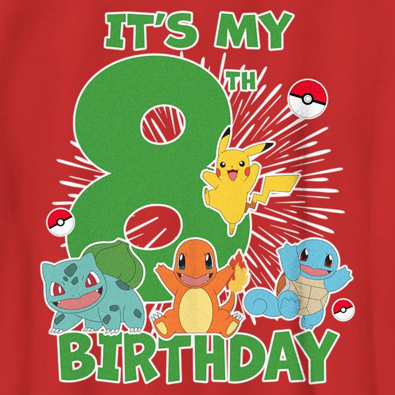 Boy's Pokemon It's My 8th Birthday Starters T-Shirt, 2 of 5
