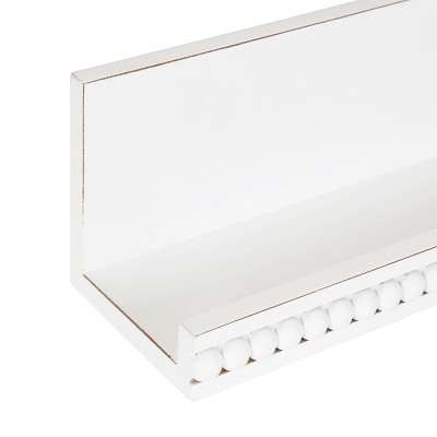 White Beaded Floating Wall Shelf, 36-Inch MDF