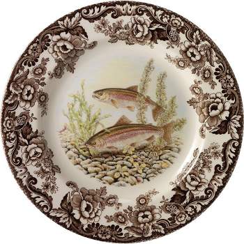 Spode Woodland 10.5” Dinner Plate, Perfect For Thanksgiving And Other Special Occasions, Made In England, Fish Motifs