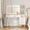 Large Vanity Desk with 36" Mirror and Lights,Fluted Makeup Glass Top Table with 5 Drawers - 4 of 4