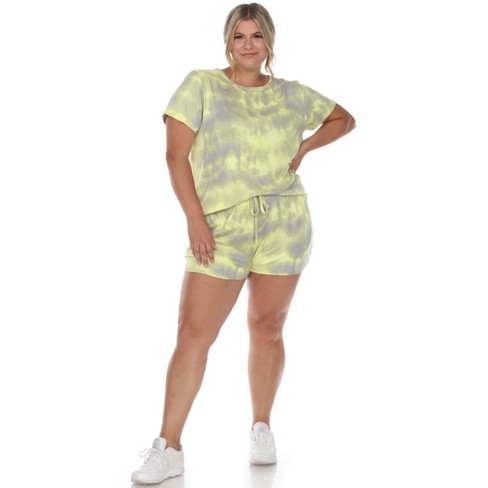 White Mark Women's Tie Dye Lounge Top Shorts Set, 2-Piece