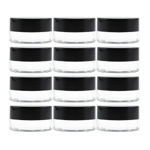 Cornucopia Brands 7-Milliliter Clear Glass Balm Jars 12pk; 1/4 oz Cosmetic Jars w/ Lined Black Plastic Lids - 1 of 4