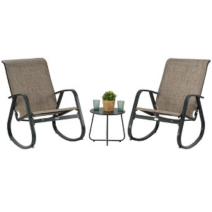 Kozyard 3 Pieces Outdoor Patio Rocking Sling Chair Powder Coated Aluminum Frame Breathable Mesh Fabric for Patio Porch Yard Garden - 1 of 4