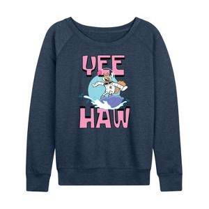 Women's - SpongeBob SquarePants - Sandy Cheeks Lightweight French Terry Wide Neck Long Sleeve Shirt - 1 of 4