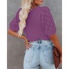 BLUEMING Sweater Tops for Women Short Sleeve Crew Neck Summer Knit Shirt Eyelet Knit Elbow Sleeve Tops - 2 of 3