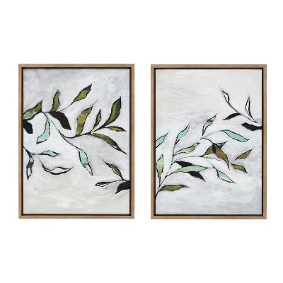 Nikita Jariwala Branch I and II Gold Framed Canvas Art Set