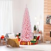 Tangkula 8 FT Christmas Tree Artificial Xmas Tree with 1000 Flocked Branch Tips & Folding Metal Stand Slim Pencil Decoration Tree - 3 of 4