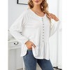Clearlove Women's Casual V Neck Button Shirt Long Sleeve Blouse Asymmetrical Loose Flowy Ruffled Blouses - 4 of 4