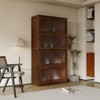 SKRAN Bookcase Contemporary Closed Back Glass Doors Office Storage Cabinet Floor-to-Ceiling Low Cabinet Bookcase Wall Dustproof Bookshelf, Walnut - 2 of 4