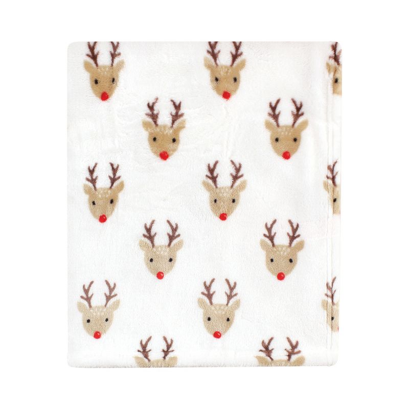 Hudson Baby Unisex Baby Silky Plush and Coral Fleece Blanket, Rudolph, 30x36 inches, 3 of 5