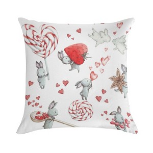 Cute Rabbit Pillow Covers 18x18 Decorative Throw Pillows Soft Square Cushion Covers for Couch Sofa Bedroom - 1 of 1
