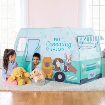 Martha Stewart Kids' Pet Grooming Van Play Tent - Children's Large Pretend Play Indoor Playhouse, Easy to Fold Bedroom Tent