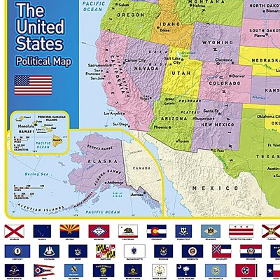 Laminated United States Map for Kids, 24" x 36"