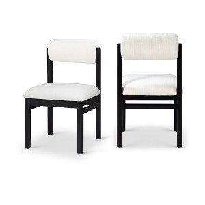 Meridian Furniture,Roundhill Linen Textured Fabric Upholstered Dining Chair, Set of 2 - 1 of 4