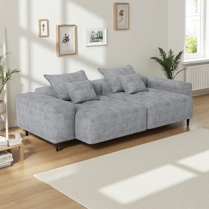 4-Piece Chenille Modular Sectional Sofa with Double Chaise - 1 of 4
