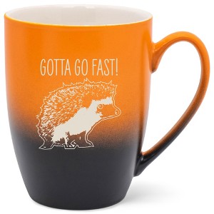 100 North Hedgehog Design 10 Ounce Orange and Black Two Toned Ombre, Comfortably Fits Your Hands, Ceramic Tea Coffee Cup Mug, Gotta Go Fast! - 1 of 1