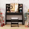 Vanity Set with Lighted Mirror and Stool with Power Outlet - 3 of 4