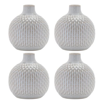 Notched Ceramic Bottle Vase (Set of 4)