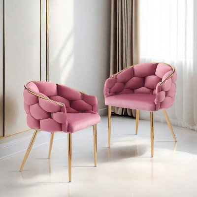 CAVINAS Velvet Upholstered Accent Chair with Gold Legs,Modern Arm Chairs for Bedroom,Reading Room,1pc/2pc
