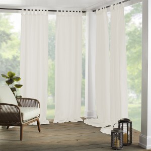 Elrene Matine Solid Tab Top Indoor/Outdoor Single Window Curtain for Patio, Pergola, Porch, Cabana, Deck, Lanai - Elrene Home Fashions - 1 of 4