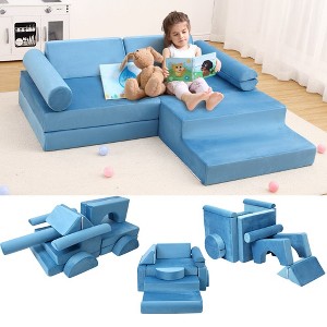 Kids Couch 13PCS Play couch,modular kids play couch for playroom, Playhouse Play Set for Toddlers Babies, Foam Modular Sectional Sofa - 1 of 4