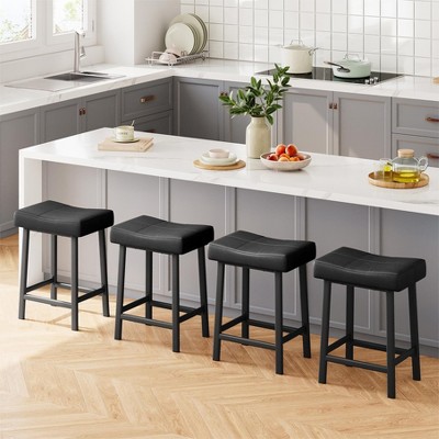 Garvee 24" Backless Barstools Set of 4 - Upholstered Counter Height Stools w/Metal Leg and Footrest, for Kitchen, Home Bar