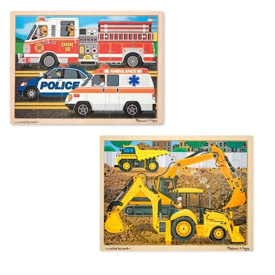 melissa & doug construction vehicle set